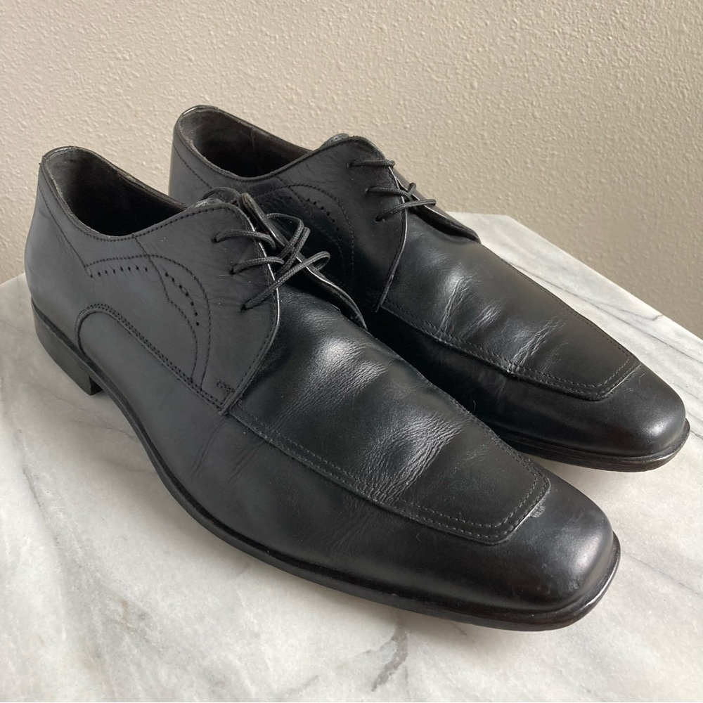 Bruno Magli Men's Size 9.5 Black Leather Derby Shoes Made In Italy
